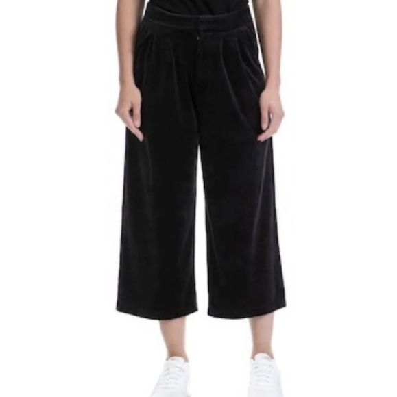 Juicy Couture Velour wide leg cropped trouser pants in pitch black nwt - Picture 1 of 11